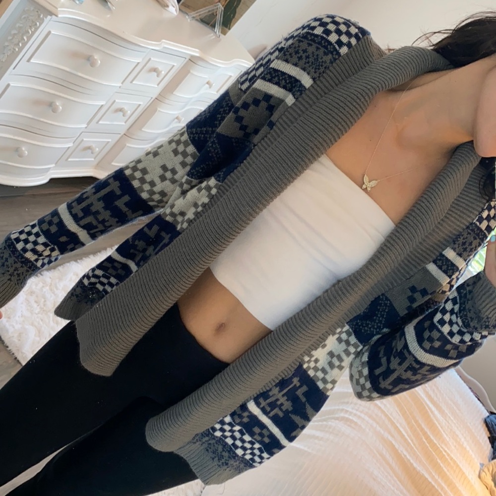 Blue sweater cardigan